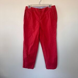 LL Bean Woman's Favorite Fit Zip Up Mid Rise Capri Chino Pants 6 salmon red